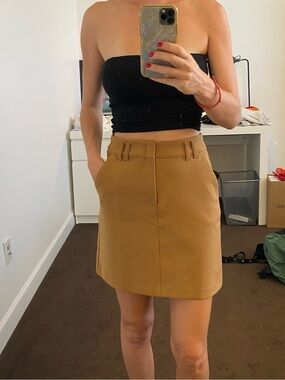 Zara Camel Mini Skirt with Belt Loops